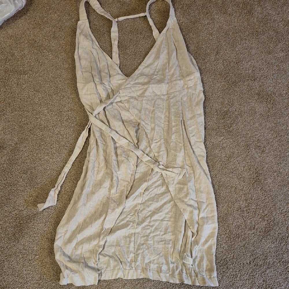 Cupshe Cream Wrap-Style Linen Swim Suit Cover Up